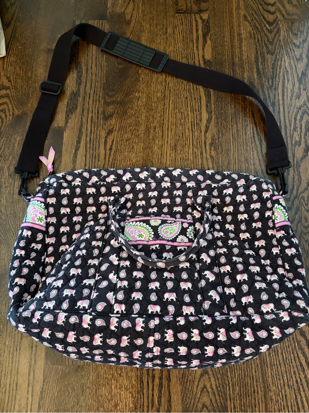 Vintage Vera Bradley pink elephants laptop computer bag  retired rare print